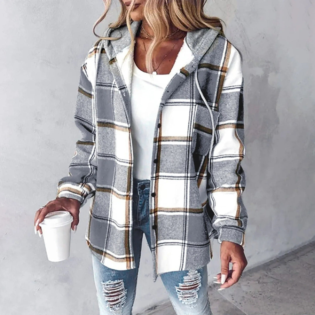 SERAPHINA – COZY PLAID HOODED SHACKET