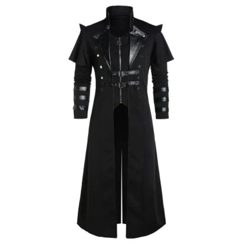 Fashion Glam | Men's Medieval Long Coat Armor in Gothic Style