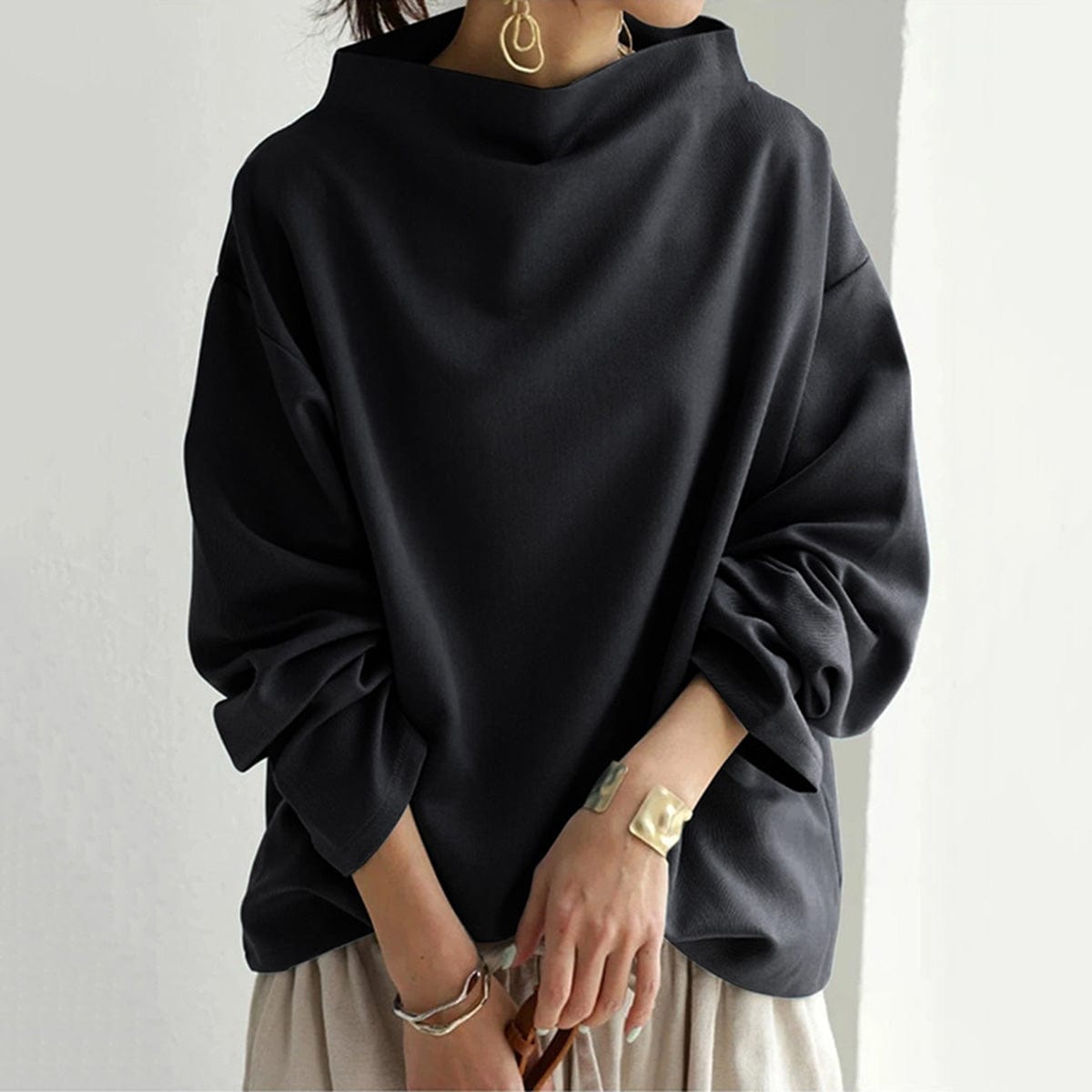 Fashion Glam | Elegant Loose-Fit Turtleneck Blouse