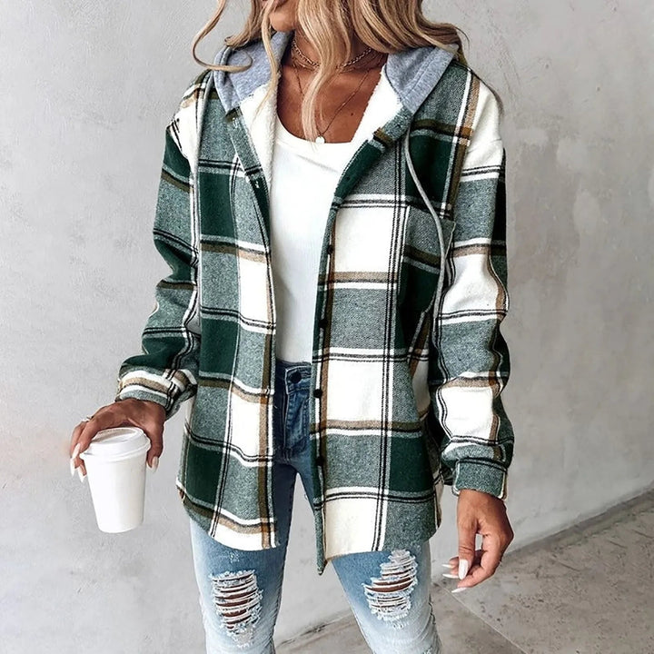 SERAPHINA – COZY PLAID HOODED SHACKET