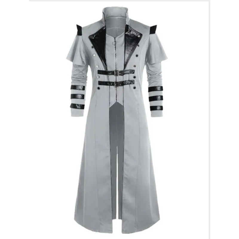 Fashion Glam | Men's Medieval Long Coat Armor in Gothic Style