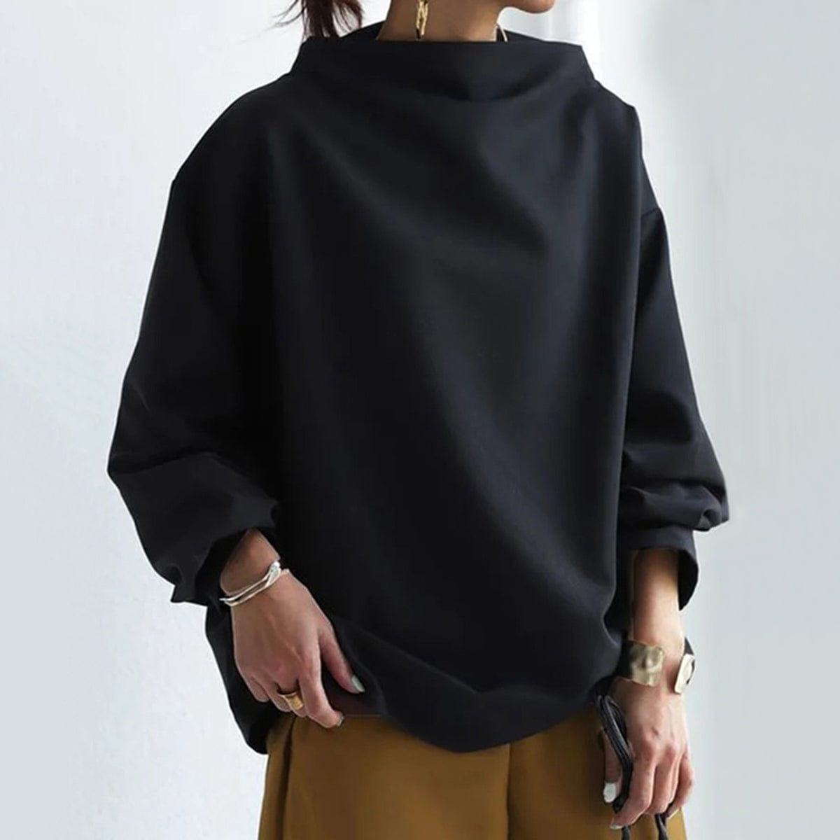 Fashion Glam | Elegant Loose-Fit Turtleneck Blouse