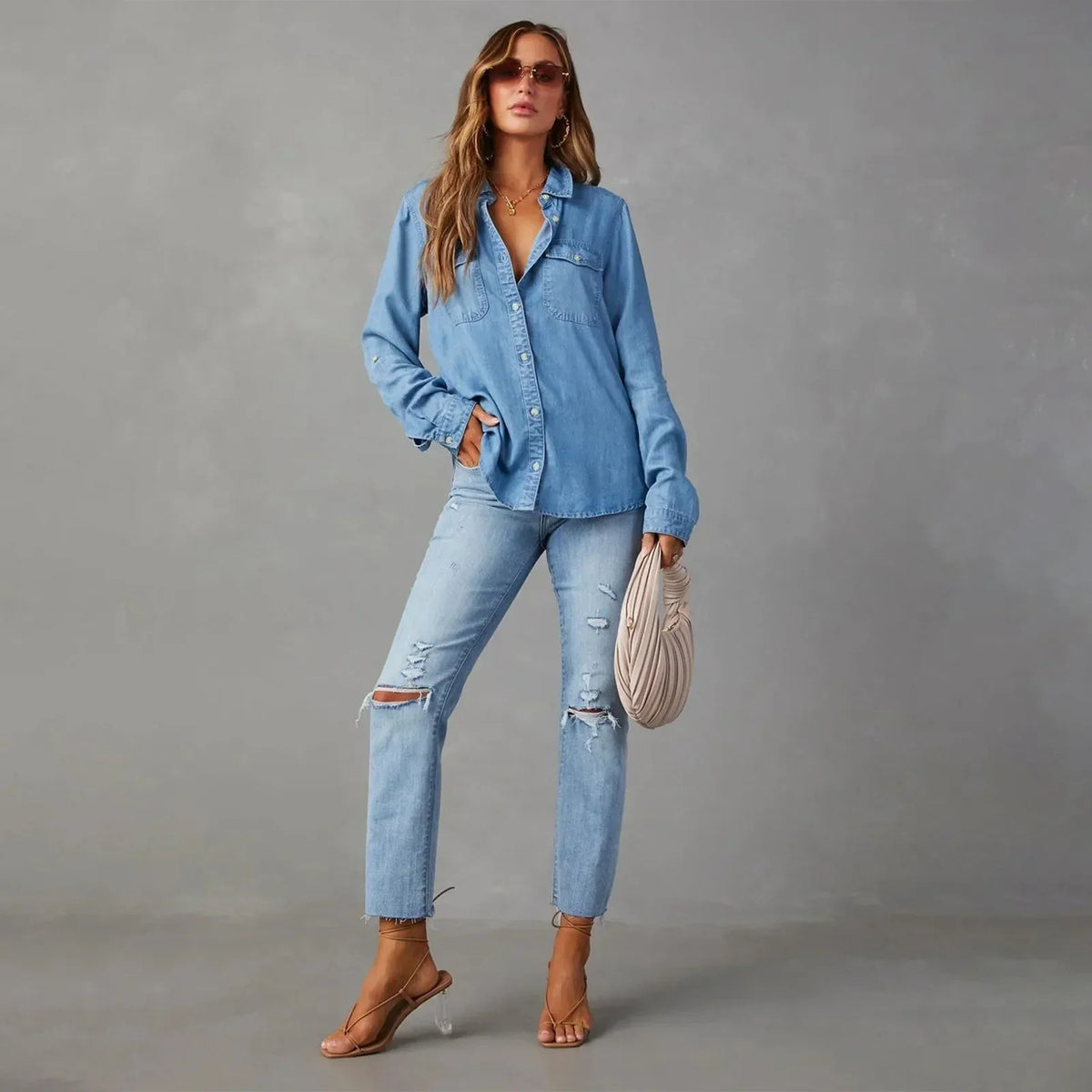 Fashion Glam | Light Denim Shirts