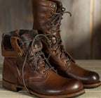 Fashion Glam | Leather Winter Boots - Insulated Lace-Up Boots with Warm Lining & Slip-Resistant Sole