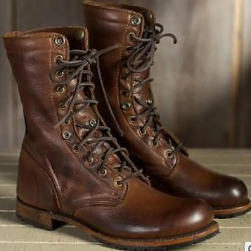 Fashion Glam | Leather Winter Boots - Insulated Lace-Up Boots with Warm Lining & Slip-Resistant Sole