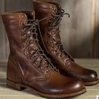 Fashion Glam | Leather Winter Boots - Insulated Lace-Up Boots with Warm Lining & Slip-Resistant Sole
