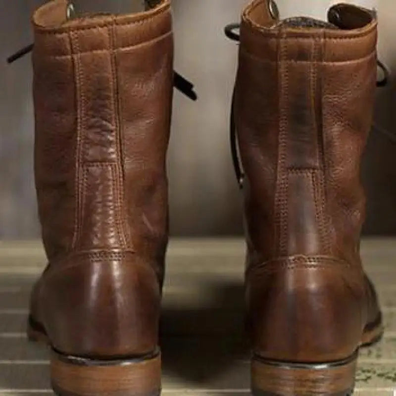 Fashion Glam | Leather Winter Boots - Insulated Lace-Up Boots with Warm Lining & Slip-Resistant Sole
