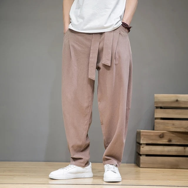 Men's Casual Linen Pants in Taupe Color