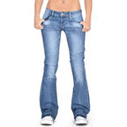 Fashion Glam | Women's Low Rise Flared Jeans: Casual Vintage Skinny Flared Jeans