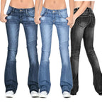 Fashion Glam | Women's Low Rise Flared Jeans: Casual Vintage Skinny Flared Jeans