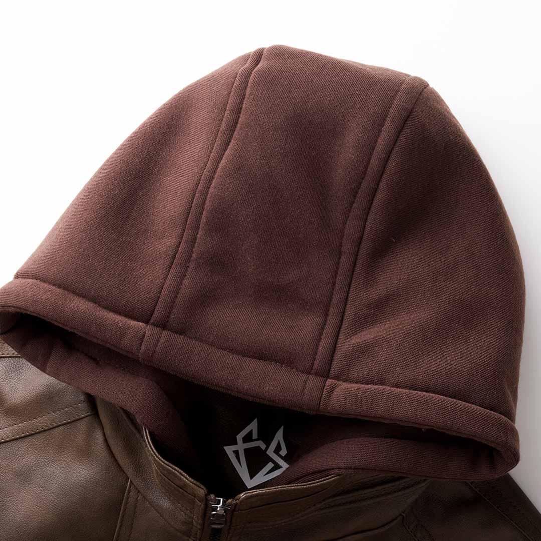 Fashion Glam | Premium high-quality leather jacket with hood for men