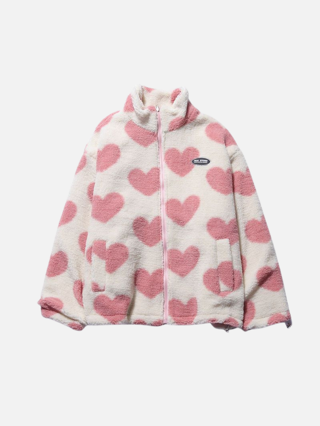 Fashion Glam | 2 in 1 Heart Print Fleece Jacket Reversible Jackets