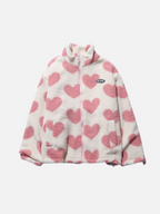 Fashion Glam | 2 in 1 Heart Print Fleece Jacket Reversible Jackets