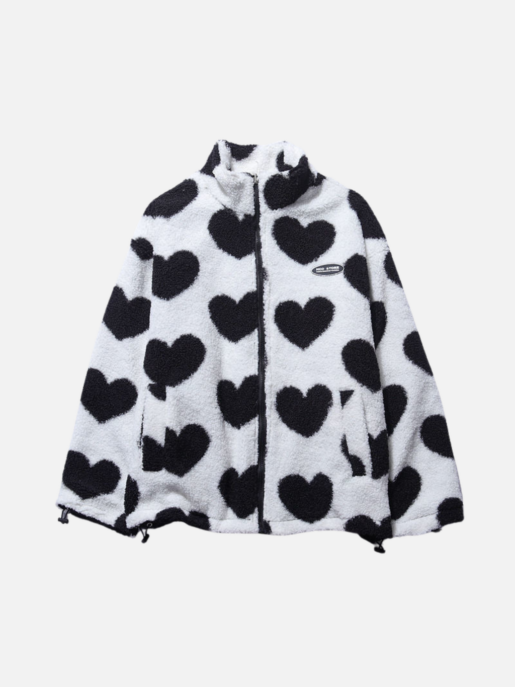 Fashion Glam | 2 in 1 Heart Print Fleece Jacket Reversible Jackets