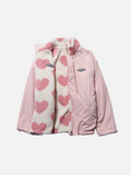 Fashion Glam | 2 in 1 Heart Print Fleece Jacket Reversible Jackets