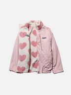 Fashion Glam | 2 in 1 Heart Print Fleece Jacket Reversible Jackets