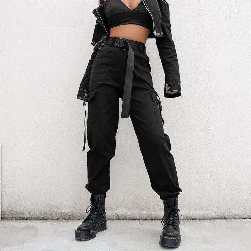 Fashion Glam | High Waist Elastic Cargo Pants
