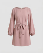 A-Line Mini Dress Elegant With Belt Women-Fashion Glam