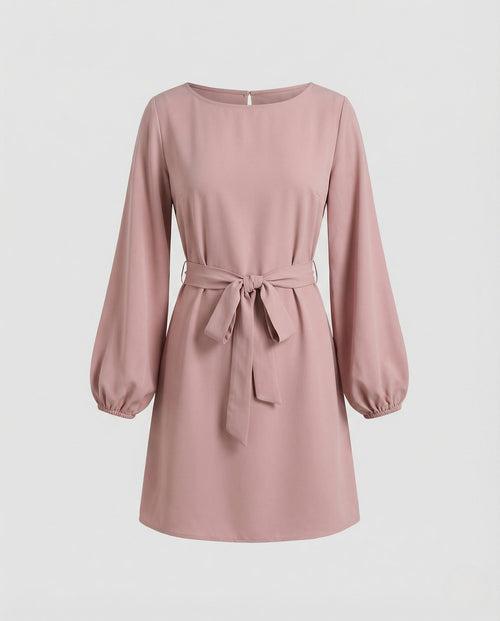 A-Line Mini Dress Elegant With Belt Women-Fashion Glam