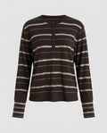 Women Fine striped Henley longsleeve made of soft cotton mix Fashion Glam