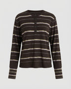 Women Fine striped Henley longsleeve made of soft cotton mix Fashion Glam
