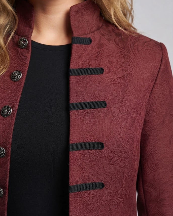 Ladies elegant tailcoat with elaborate jacquard pattern Fashion Glam