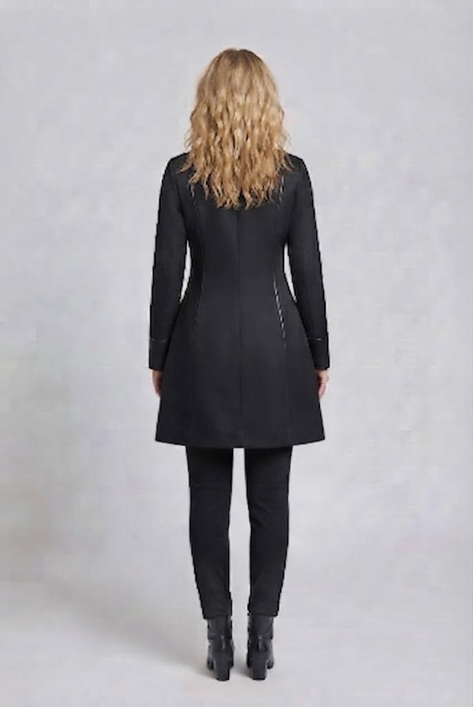 Women's elegant tailcoat with lace accents and decorative button placket Fashion Glam