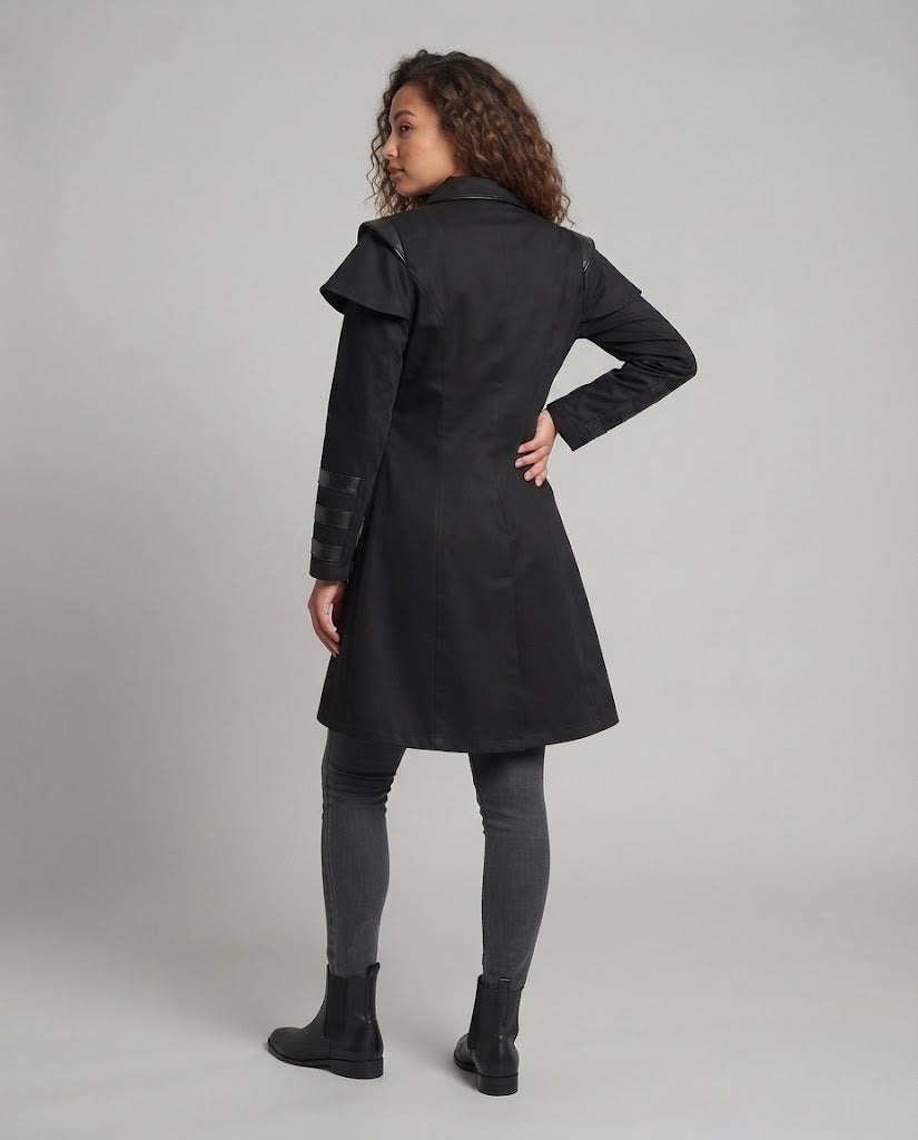 Women's Off-Shoulder Coat with Voluminous Sleeves and Decorative Accents Fashion Glam