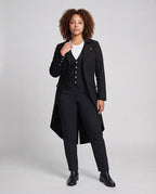 Women Long Coat with Asymmetric Cut and Elaborate Button Details Fashion Glam