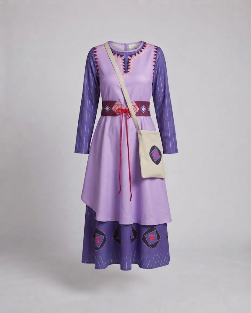 Women traditional long sleeve dress with detailed fabric design Fashion Glam