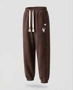 Men's Lined Fleece Jogging Pants with Drawstring, Elastic Cuffs, and Astronaut Print Fashion Glam