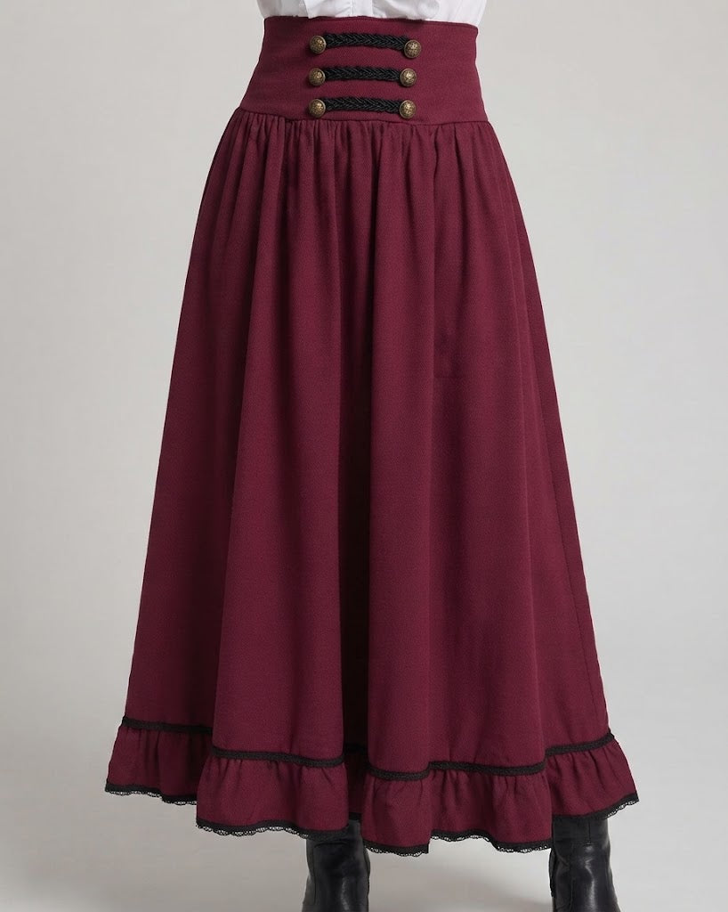 Ladies Elegant Maxi Skirt with Lacing and Leg Slit Fashion Glam