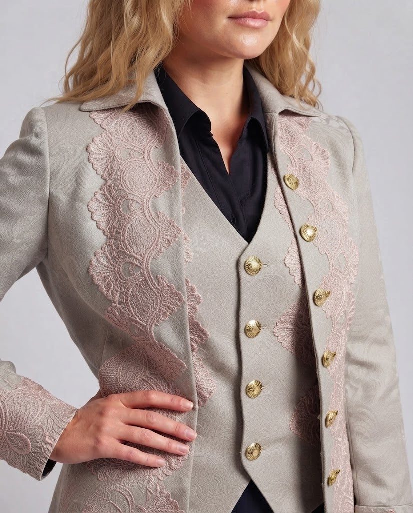 Women's Elegant Fashion Glam Jacket with Opulent Lace Embellishments Fashion Glam