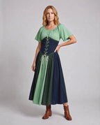 Women's wrap dress with intricate lacing design and flowing skirt Fashion Glam