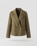 Women's short blazer jacket made of wool blend in boxy cut with double button front Fashion Glam