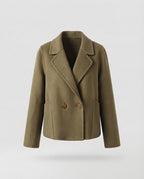 Women's short blazer jacket made of wool blend in boxy cut with double button front Fashion Glam