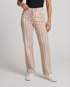 Women Wide Highwaist Pants with Long Stripes and Five-Pocket Cut Fashion Glam