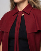 Women's elegant hooded cape with flutter sleeves and waist accentuations Fashion Glam
