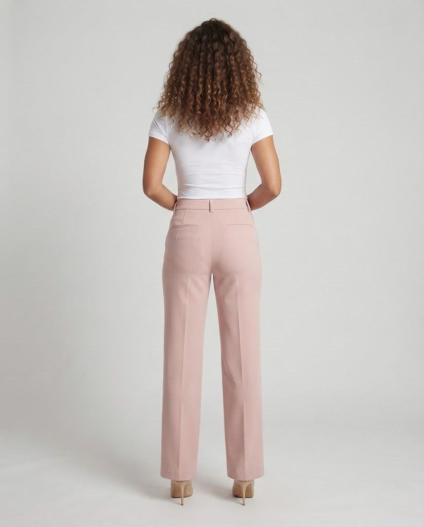 Women High-Waisted Palazzo Pants with Creases and Side Pockets Fashion Glam