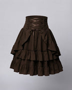 Women Sweet Ruffled Dress with Apron Design and Lacing Details Fashion Glam