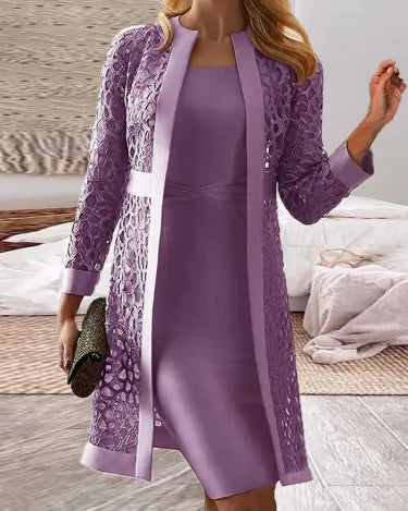 Fashion Glam | Two-piece dress with lace jacket for women