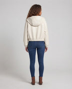 Women's Cropped Hooded Jacket in Blouson Style with Waist Gathering Fashion Glam