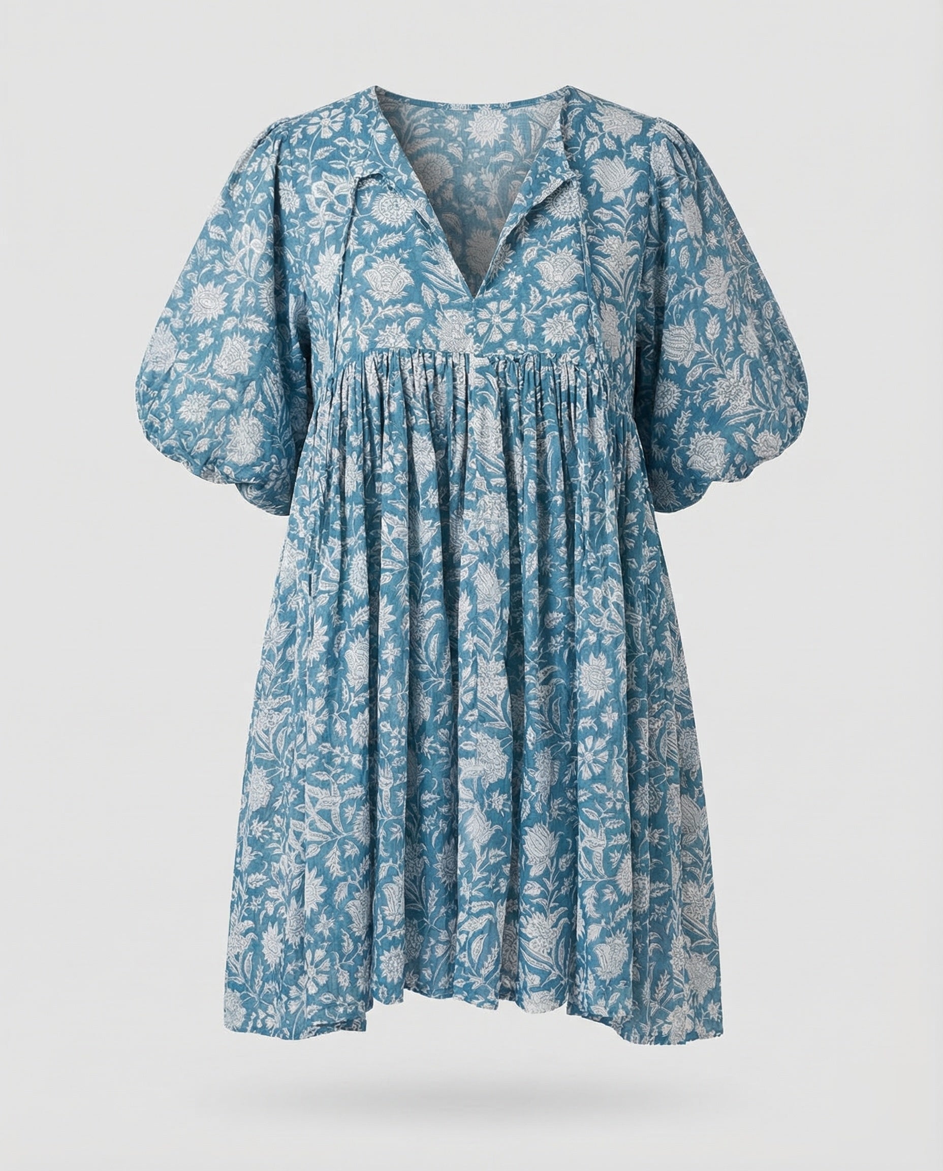 Babydoll Dress Women V-Neck Puff Sleeve-Fashion Glam