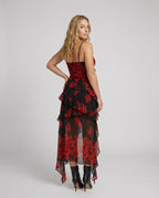Women Playful Mini Dress with Asymmetrical Cut and Exciting Floral Design