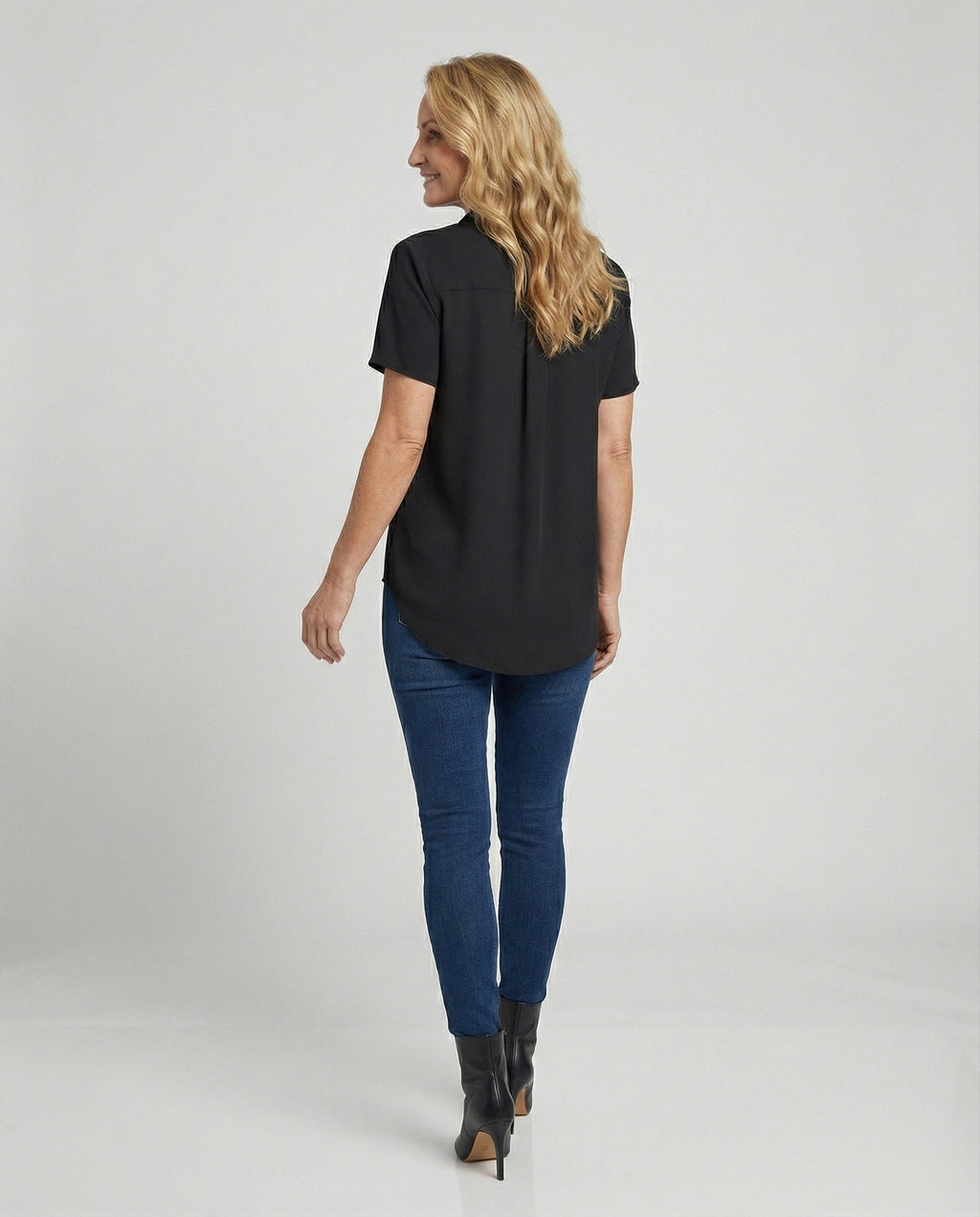 Short Sleeve Blouse Top Women with Chest Pocket