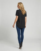 Short Sleeve Blouse Top Women with Chest Pocket