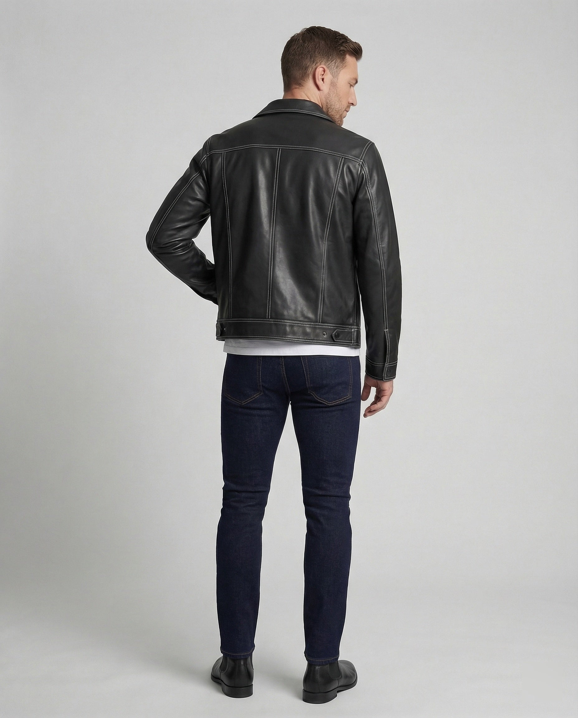 Men's Overshirt Jacket Leather Look