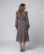 Women's blouse dress with floral design and adjustable belt