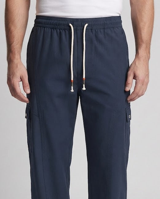Men's Wide Relaxed-Fit Lounge Cargo Pants with Drawstring and Flap Pocket Fashion Glam