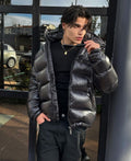 Fashion Glam | Men's Puffer Jacket - With Hood and Full-Length Zipper